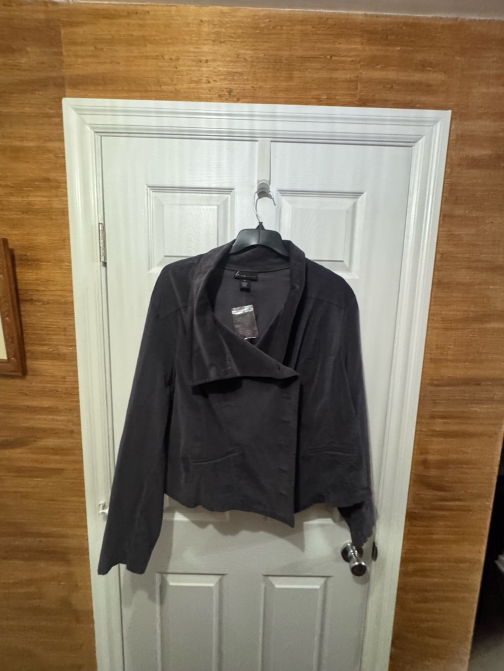 Lane Bryant Asymmetrical Draped Open-Front Jacket - Charcoal Gray
